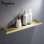 Brushed gold_Classical Design Chrome Glass Shelf Premium Quality Stainless Steel with Hanging Bar Wa
