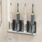 4 Slots Gray_Space Aluminum Wall Mount Electric Toothbrush Holder for Bathroom Shower, Toothpaste Ra