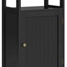 Black_Single Door Floor Cabinet, Bathroom Free Standing Storage Organizer with Adjustable Shelf, Nar