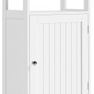 White_Single Door Floor Cabinet, Bathroom Free Standing Storage Organizer with Adjustable Shelf, Nar