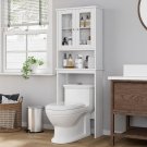 black_Over The Toilet Storage Cabinet, Bathroom Shelf Organizer with Anti-Tip Device Small Freestand
