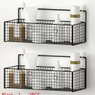 Black L 2PCS_Black Wall-mounted Bathroom Shelf Shower Shampoo Rack Toilet Accessories Kitchen Free P