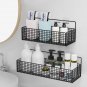 White L 2PCS_Black Wall-mounted Bathroom Shelf Shower Shampoo Rack Toilet Accessories Kitchen Free P
