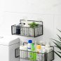 White L 2PCS_Black Wall-mounted Bathroom Shelf Shower Shampoo Rack Toilet Accessories Kitchen Free P