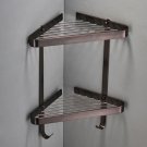 Antique Bronze 2_Copper Bathroom Corner Shelf  Solid Brass Shower Rack Gel Shampoo Cleanser Storage 