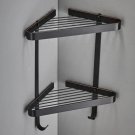 Black Oil Brushed 2_Copper Bathroom Corner Shelf  Solid Brass Shower Rack Gel Shampoo Cleanser Stora