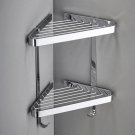 Chrome 2_Copper Bathroom Corner Shelf  Solid Brass Shower Rack Gel Shampoo Cleanser Storage Holder W