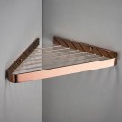 Rose Gold 1_Copper Bathroom Corner Shelf  Solid Brass Shower Rack Gel Shampoo Cleanser Storage Holde