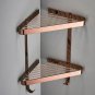 Rose Gold 2_Copper Bathroom Corner Shelf Solid Brass Shower Rack Gel Shampoo Cleanser Storage Holde