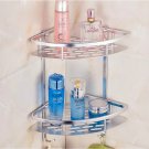 2Tier_Gnimauhz 1/2/3 Layer Space Aluminum Bathroom Shelf Triangular Shower Shampoo Soap Cosmetic Rac