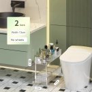 2-tiers-13cm_Acrylic Clear Trolley Rack Movable Rolling Utility Cart Narrow Gap Storage Rack with Wh