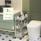 3-tiers-13cm_Acrylic Clear Trolley Rack Movable Rolling Utility Cart Narrow Gap Storage Rack with Wh