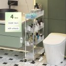 4-tiers-13cm_Acrylic Clear Trolley Rack Movable Rolling Utility Cart Narrow Gap Storage Rack with Wh