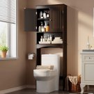 Espresso_Over The Toilet Storage Cabinet with Adjustable Shelf and Double Doors, Bathroom Space Save