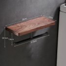 Double Roll-BLACK-A_Wall Toilet Paper Dispenser Holder Self Adhesive Shelf Wooden Wall Mount Tissue 