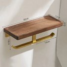 Double Roll-GOLD-B_Wall Toilet Paper Dispenser Holder Self Adhesive Shelf Wooden Wall Mount Tissue P