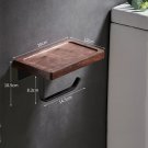 Single Roll-BLACK-A_Wall Toilet Paper Dispenser Holder Self Adhesive Shelf Wooden Wall Mount Tissue 