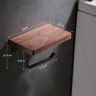 Single Roll-BLACK-B_Wall Toilet Paper Dispenser Holder Self Adhesive Shelf Wooden Wall Mount Tissue 