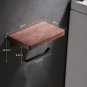 Single Roll-BLACK-B_Wall Toilet Paper Dispenser Holder Self Adhesive Shelf Wooden Wall Mount Tissue