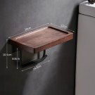 Single Roll-BLACK-C_Wall Toilet Paper Dispenser Holder Self Adhesive Shelf Wooden Wall Mount Tissue 