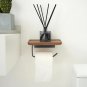 Single Roll-BLACK-D_Wall Toilet Paper Dispenser Holder Self Adhesive Shelf Wooden Wall Mount Tissue