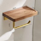 Single Roll-GOLD-D_Wall Toilet Paper Dispenser Holder Self Adhesive Shelf Wooden Wall Mount Tissue P