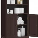 Espresso_Bathroom Floor Cabinet, Free Standing Cabinet with Double Door and Adjustable Shelf,Side Ta