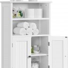 White_Bathroom Floor Cabinet, Free Standing Cabinet with Double Door and Adjustable Shelf,Side Tall 