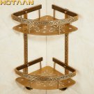 Bathroom shelf antique aluminum double layer bathroom corner shelf bathroom holder showeroom basket 