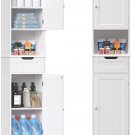 White-67in_Tall Bathroom Storage Cabinet, Narrow Linen Tower Freestanding Adjustable Shelves for Hom