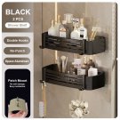 2 Pcs Black_Punch-free Bathroom Shelf for Shower Bathroom Rack Aluminum Hanging Rack with Hooks Bath