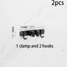1clamp2hooks-2pcs_Broom Holder Wall Mount Mop Organizer Storage Tool Racks Stainless Steel Hooks Non