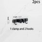 1clamp2hooks-2pcs_Broom Holder Wall Mount Mop Organizer Storage Tool Racks Stainless Steel Hooks Non