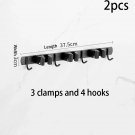 3clamps4hooks-2pcs_Broom Holder Wall Mount Mop Organizer Storage Tool Racks Stainless Steel Hooks No