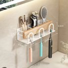 White-3_Solid Wood No-Punch Bathroom Toothbrush Holder Tooth Cup Holder Bathroom Mouthwash Cup Holde