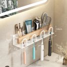 White-4_Solid Wood No-Punch Bathroom Toothbrush Holder Tooth Cup Holder Bathroom Mouthwash Cup Holde