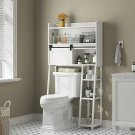 White Metal-wood_Over The Toilet Storage Cabinet with Toilet Paper Stand, Mass-Storage Over Toilet B