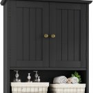 Bathroom C -black_Bathroom Wall Cabinet, Bathroom Cabinet Wall Mount with Doors and Open Shelf, Over