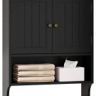 Black B C Towel Rack_Bathroom Wall Cabinet, Bathroom Cabinet Wall Mount with Doors and Open Shelf, O
