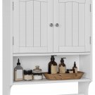 White Wall Cabinet_Bathroom Wall Cabinet, Bathroom Cabinet Wall Mount with Doors and Open Shelf, Ove