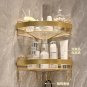 01_Gold Bathroom Storage Rack Non Punching Tripod Wall Mounted Storage Holder Shampoo Shower Gel Sto