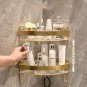 01_Gold Bathroom Storage Rack Non Punching Tripod Wall Mounted Storage Holder Shampoo Shower Gel Sto