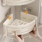 1 Square Rod_Bathroom Storage Rack Hole-Free Wall-Mounted Shampoo Holder White Aluminum Corner Shelf