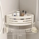 1 Triangle Rod_Bathroom Storage Rack Hole-Free Wall-Mounted Shampoo Holder White Aluminum Corner She