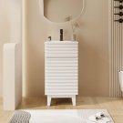 Mixed White_30" Bathroom Vanity with Sink Combo Mid-Century Floor Cabinet Set with Wood Stripes, Adj