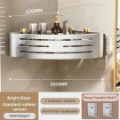 silver_1-2PCS Bathroom Corner Shelf with Hook Towel Bar No Drill Space Aluminum Shower Storage Rack 
