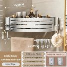 silver with rod_1-2PCS Bathroom Corner Shelf with Hook Towel Bar No Drill Space Aluminum Shower Stor