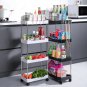 Black-3 Layer_Bathroom Storage Rack With Wheels 3/4 Layer Rolling Utility Cart Kitchen Bathroom Make