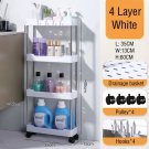 White-4 Layer_Bathroom Storage Rack With Wheels 3/4 Layer Rolling Utility Cart Kitchen Bathroom Make