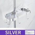 Silver_Silver Aluminum Shower Storage Holder Rack Organizer Bathroom Shelf Shampoo Tray Stand No Dri